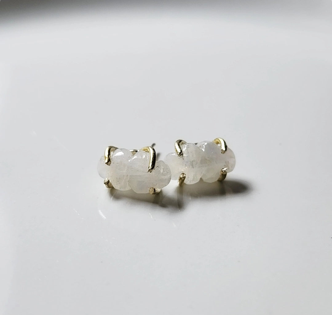Flashy Rainbow Moonstone Cloud Stud/Post Earrings