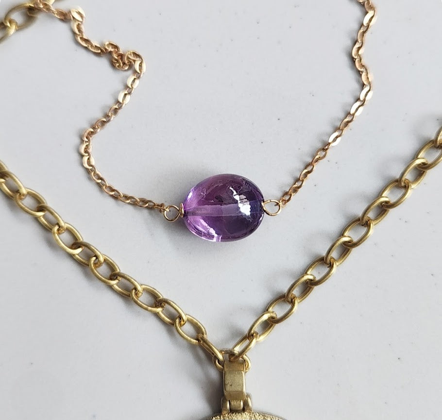Stars and Moon Zodiac Charm, Cz & Purple Sapphire Necklaces