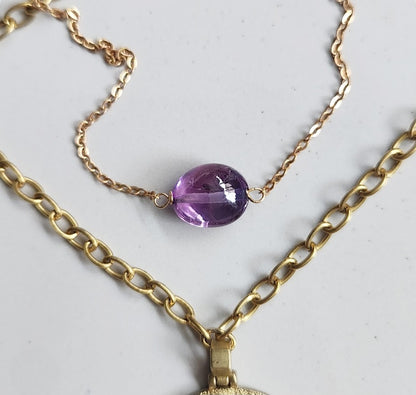 Stars and Moon Zodiac Charm, Cz & Purple Sapphire Necklaces