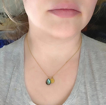 Gemstone and Brass Lotus Flower Charm Pendant Necklaces