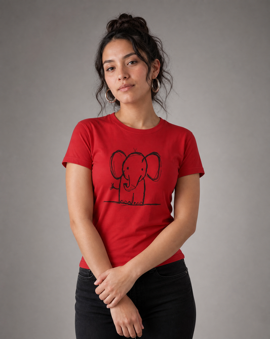 Elephant Sketch - Women's Cut Fitted Tee
