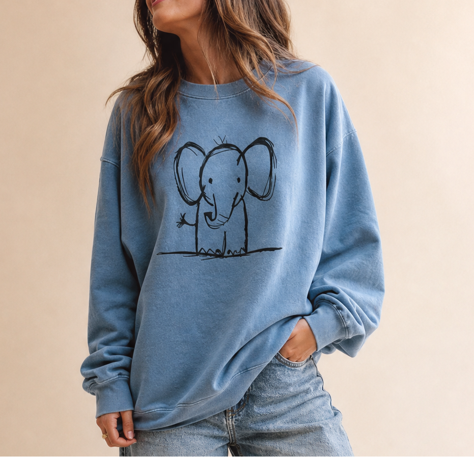 Elephant Sketch - Comfort Colors Premium Heavyweight Sweatshirt