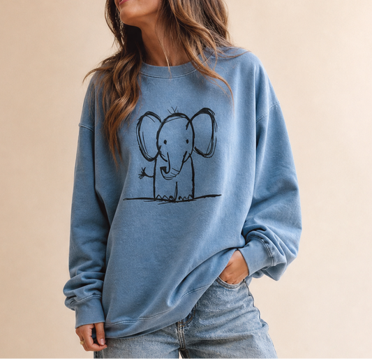 Elephant Sketch - Comfort Colors Premium Heavyweight Sweatshirt