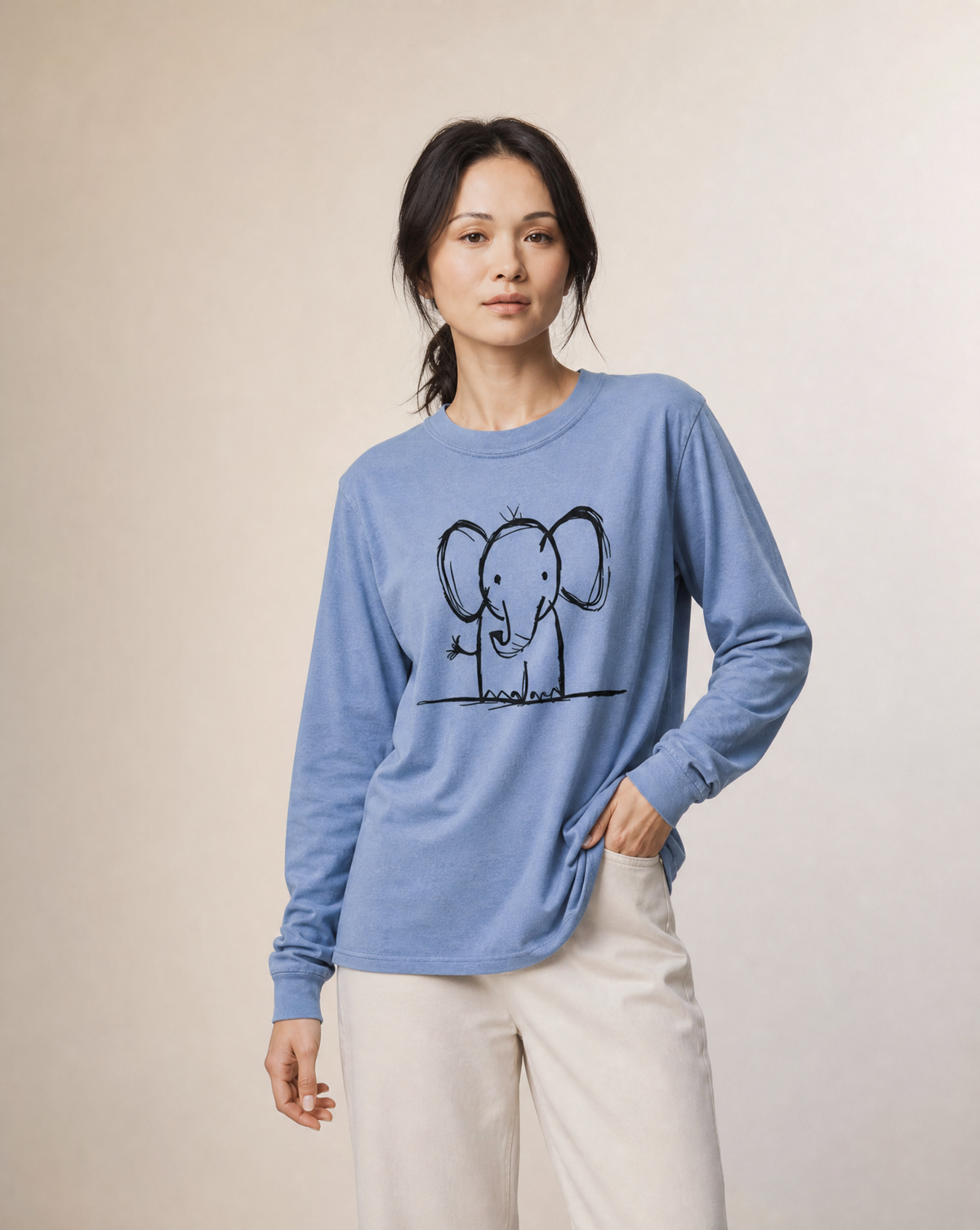 Elephant Sketch - Comfort Colors Long Sleeve Premium T Shirt
