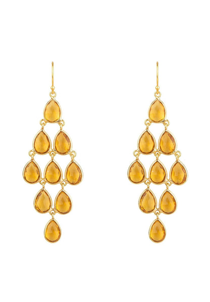 Erviola Gemstone Cascade Earrings Gold Citrine