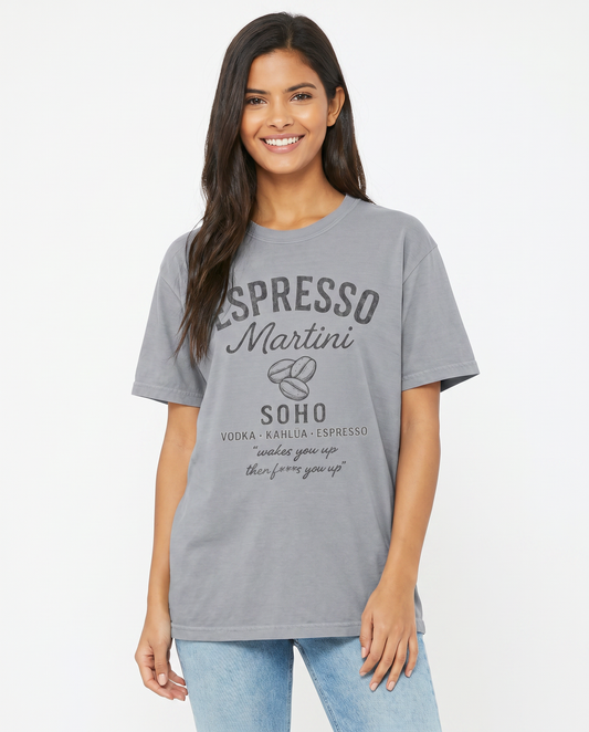 Espresso Martini, Vintage Faded Print - Comfort Colors Relaxed Fit Premium T Shirt