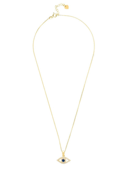 Evil Eye Elliptical Necklace Blue Gold