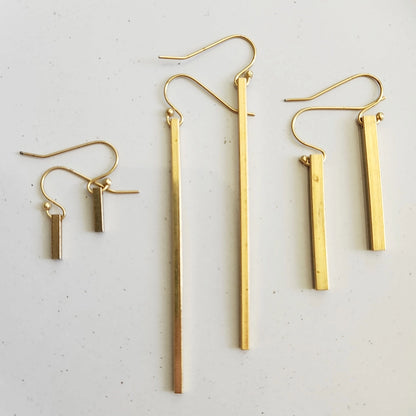 Brass Bar Edgy Dangle Earrings, Wardrobe Staple Jewelry