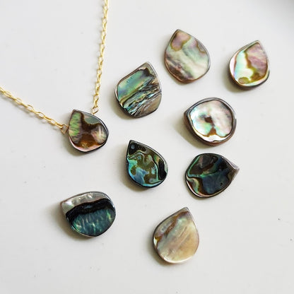 Natural Abalone Shell Teardrop & Brass Matching Jewelry Set