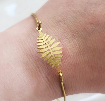 Fern Leaf Stackable Brass Bangle Bracelets