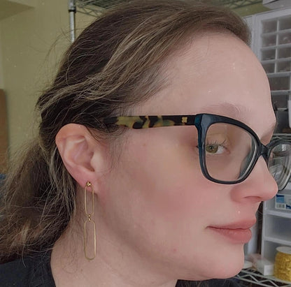 Graduating Sizes Brass Oval Post Earrings, Long Earrings