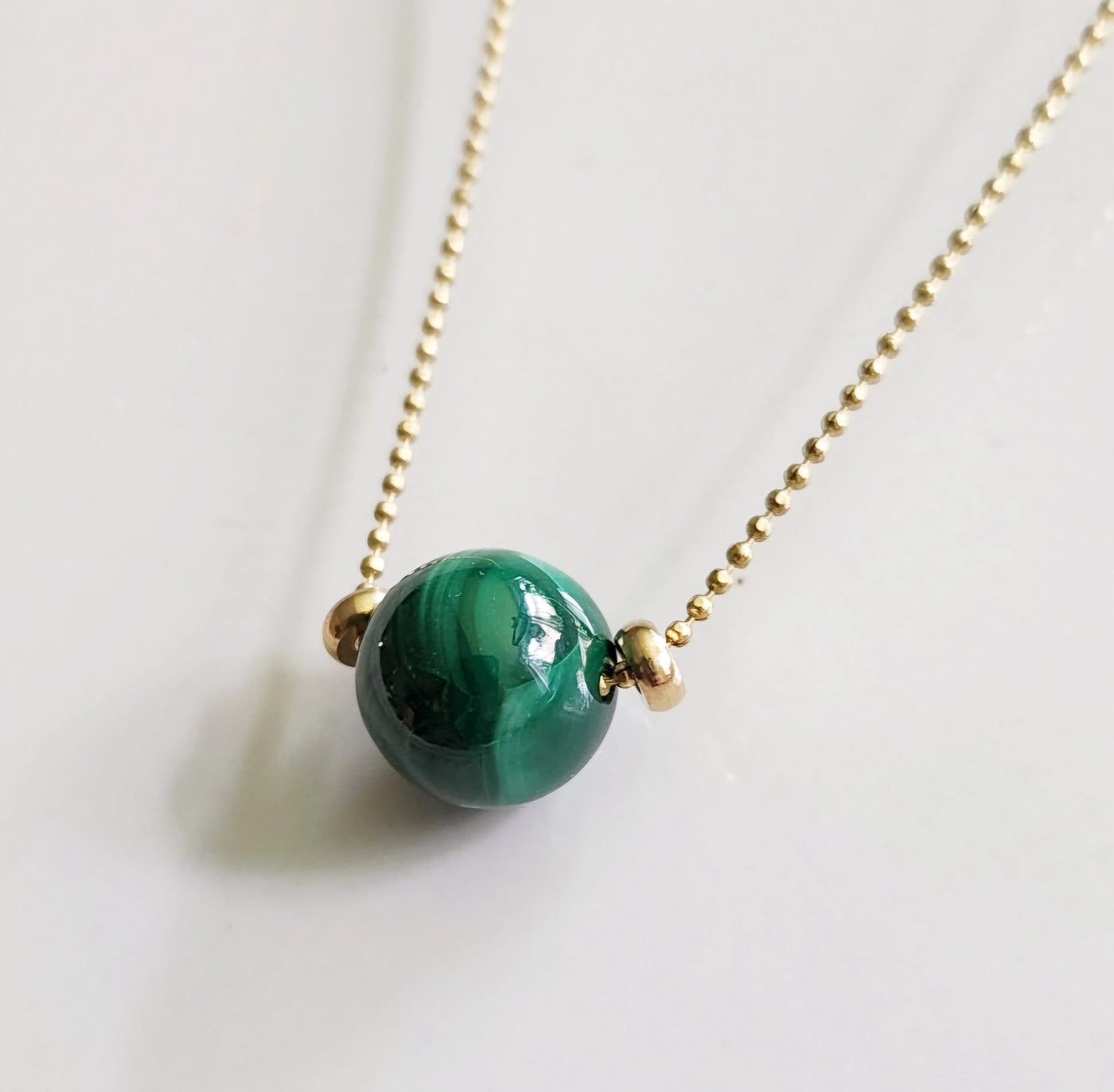Kyanite and Malachite Globe Focal and Ball Chain Necklaces