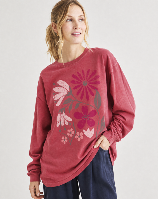Vintage Distressed Field of Bloom Floral - Comfort Colors Premium Long Sleeve T Shirt