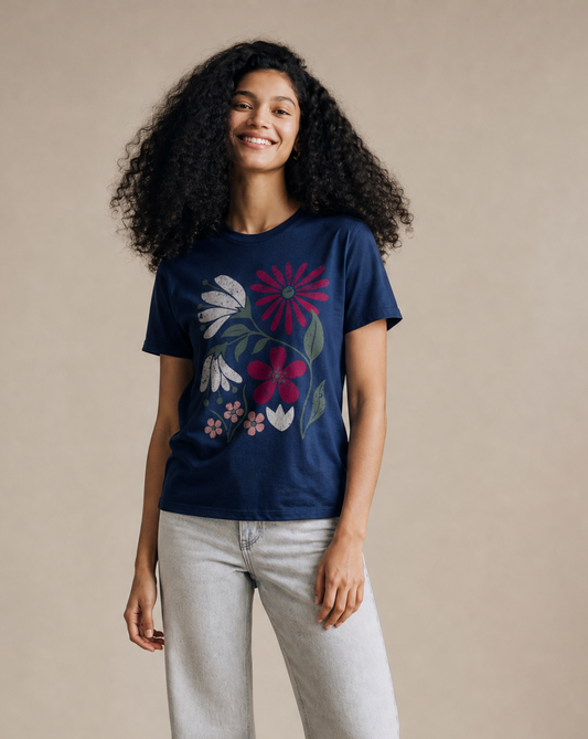 Vintage Distressed Field of Bloom Floral - Bella Canvas Super Soft T Shirt