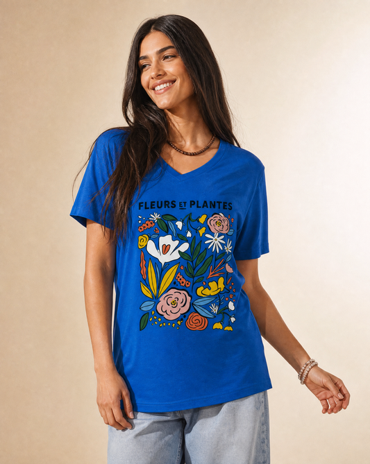 Fleurs Et Plantes - Short Sleeve V-Neck Tee