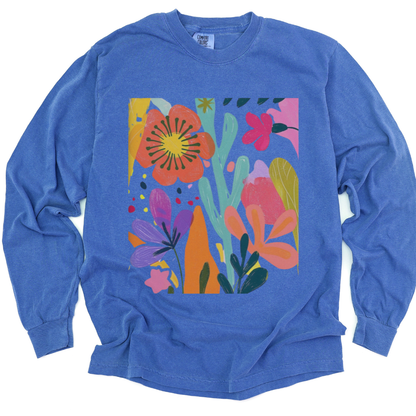 Modern Art Flower Print - Comfort Colors Premium Long Sleeve T Shirt