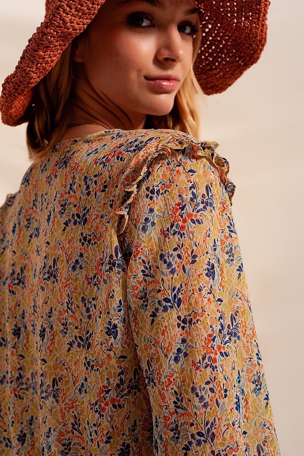Floral Ruffle Blouse