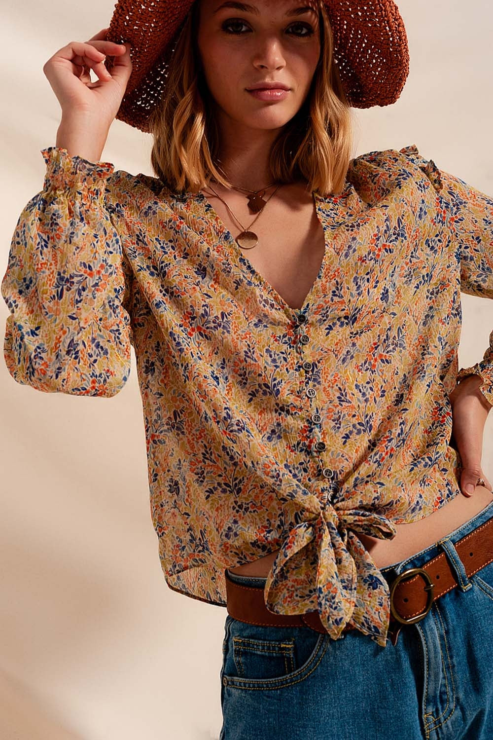 Floral Ruffle Blouse