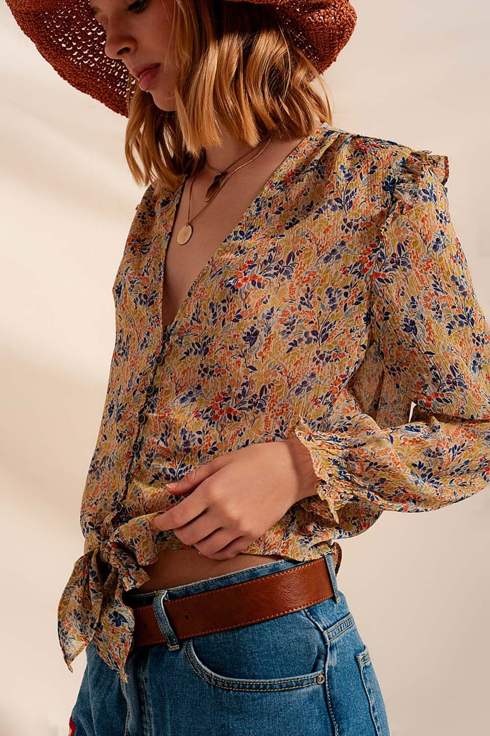Floral Ruffle Blouse