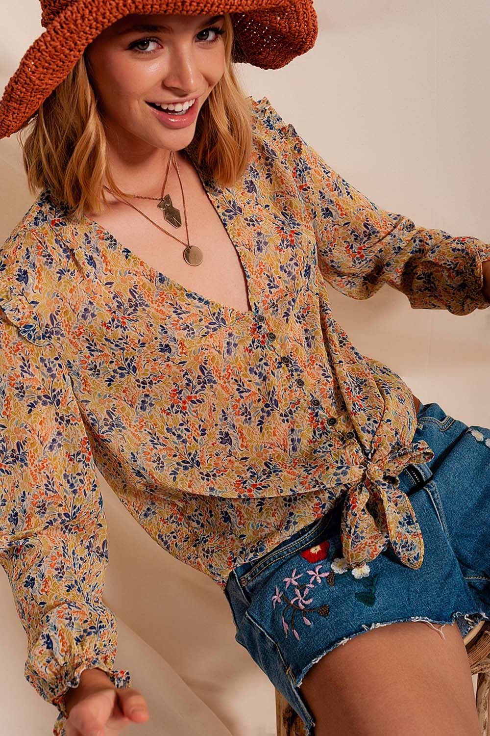 Floral Ruffle Blouse