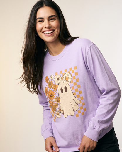 Floral Ghost - Comfort Colors Premium Long Sleeve T Shirt