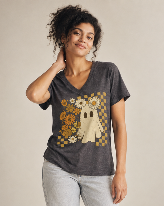 Floral Ghost - Super Soft V Neck