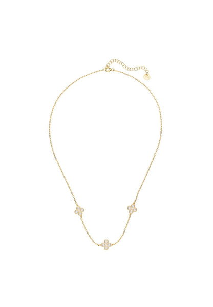 Flower Clover Triple Choker Necklace Gold