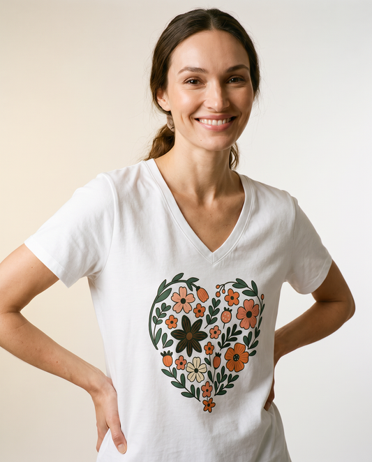 Flower Heart - Super Soft V Neck