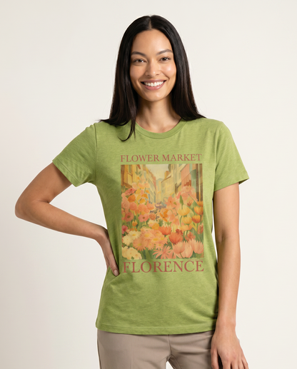 Flower Market, Vintage Distressed Poster - Bella Canvas Super Soft Standard Fit T Shirt