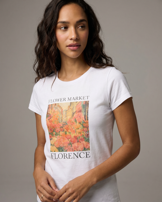 Flower Market, Vintage Distressed Poster - Women's Cut Fitted Tee