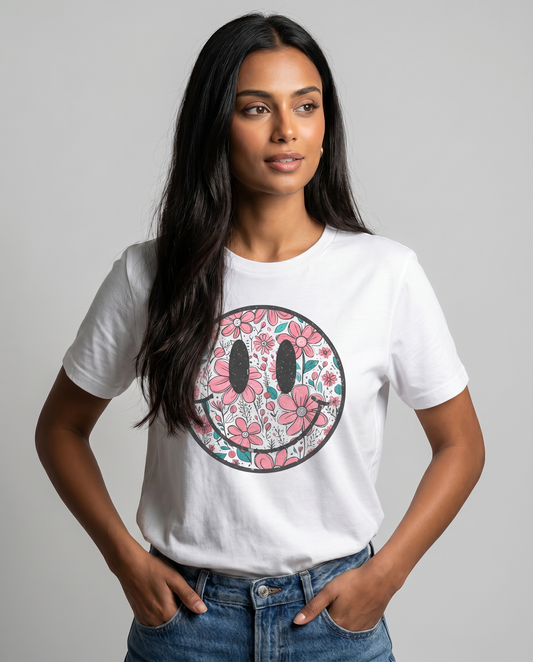 Flower Smile - Bella Canvas Super Soft Standard Fit T Shirt