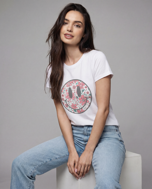 Flower Smile - Women's Cut Fitted Tee