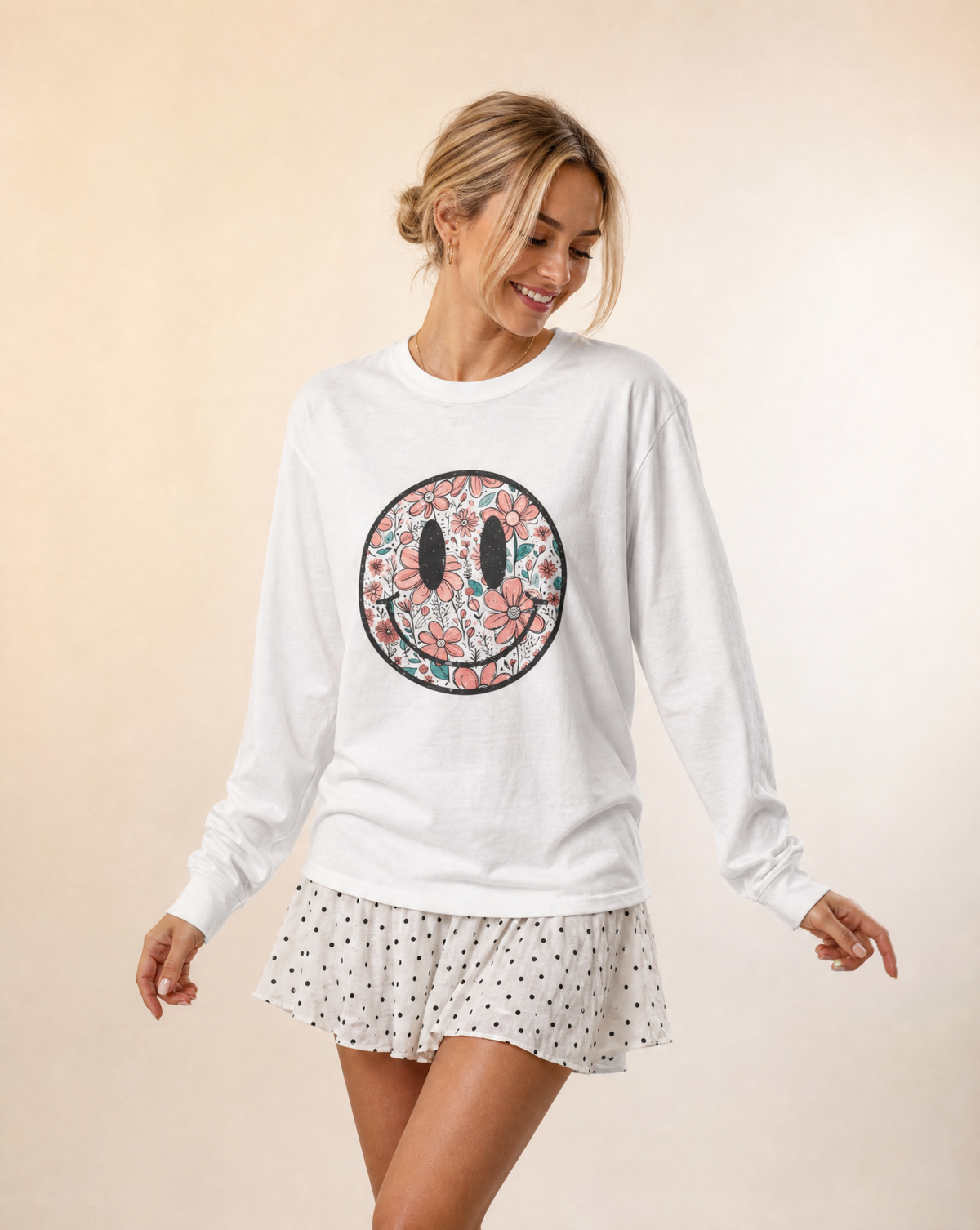 Flower Smile - Comfort Colors Long Sleeve Premium T Shirt