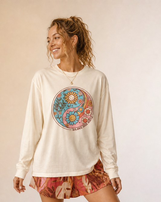 Flowers and Yang - Comfort Colors Long Sleeve Premium T Shirt