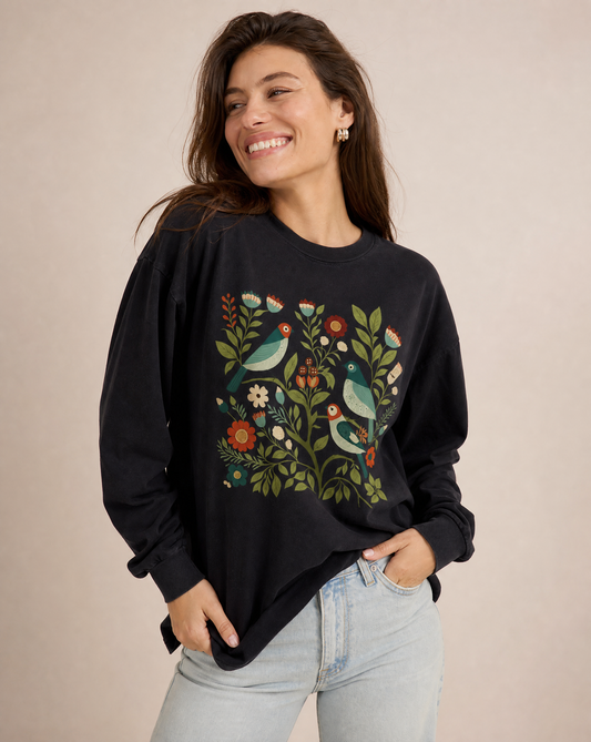 Folk Aviary - Comfort Colors Premium Long Sleeve T Shirt