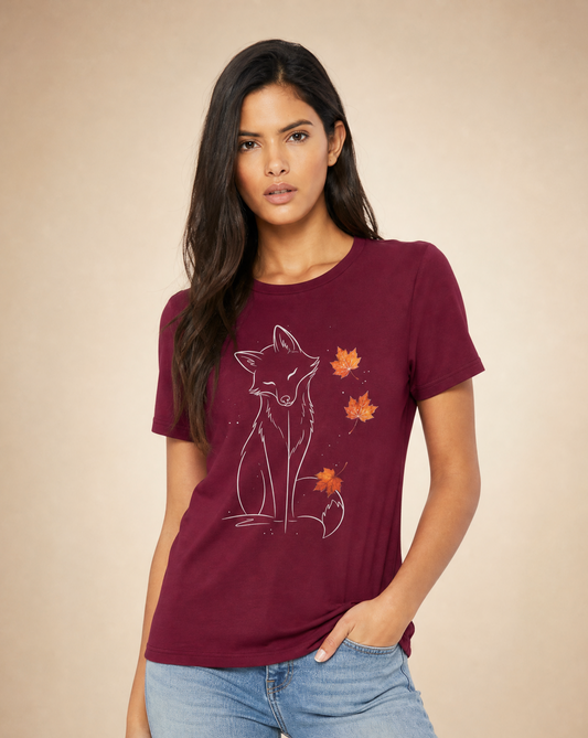 Fox in Fall - Bella Canvas Super Soft Straight Cut T shirt