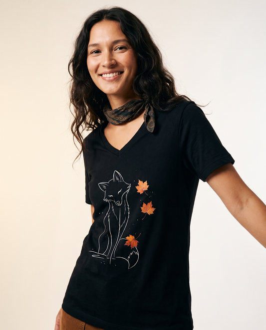 Fox in Fall - Super Soft V Neck