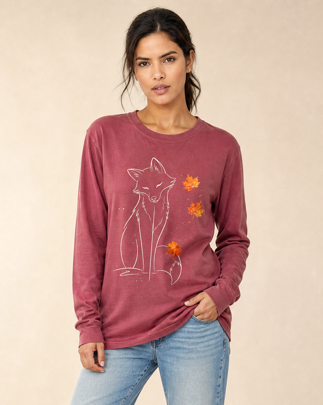 Fox in Fall - Comfort Colors Long Sleeve Premium T Shirt