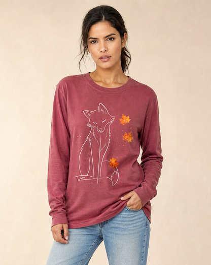 Fox in Fall - Comfort Colors Long Sleeve Premium T Shirt