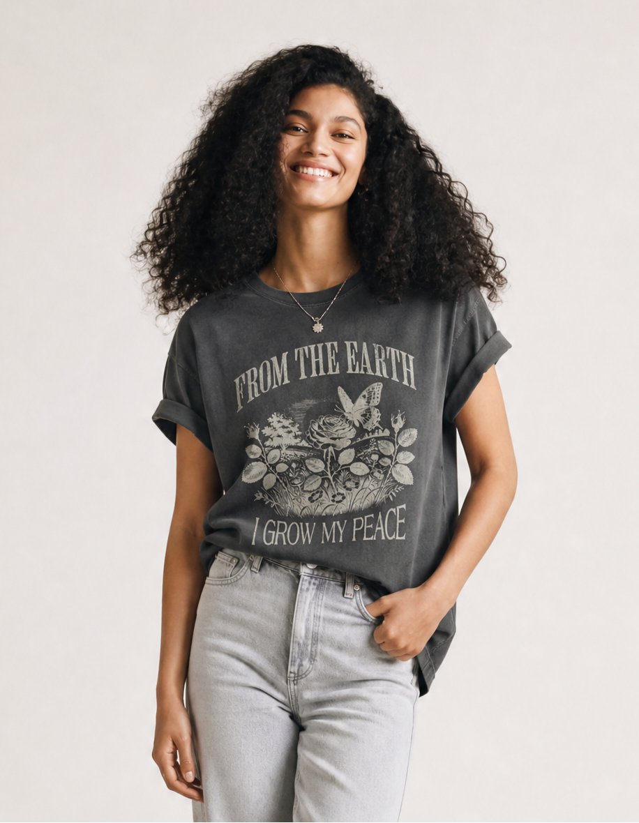 From The Earth I Grow My Peace - Comfort Colors Relaxed Fit Premium T Shirt