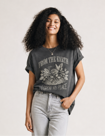 From The Earth I Grow My Peace - Comfort Colors Relaxed Fit Premium T Shirt