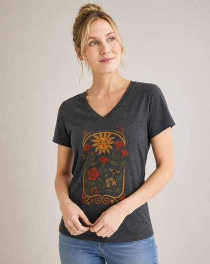Golden Floral - Super Soft V Neck