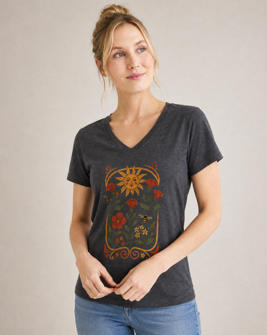 Golden Floral - Super Soft V Neck