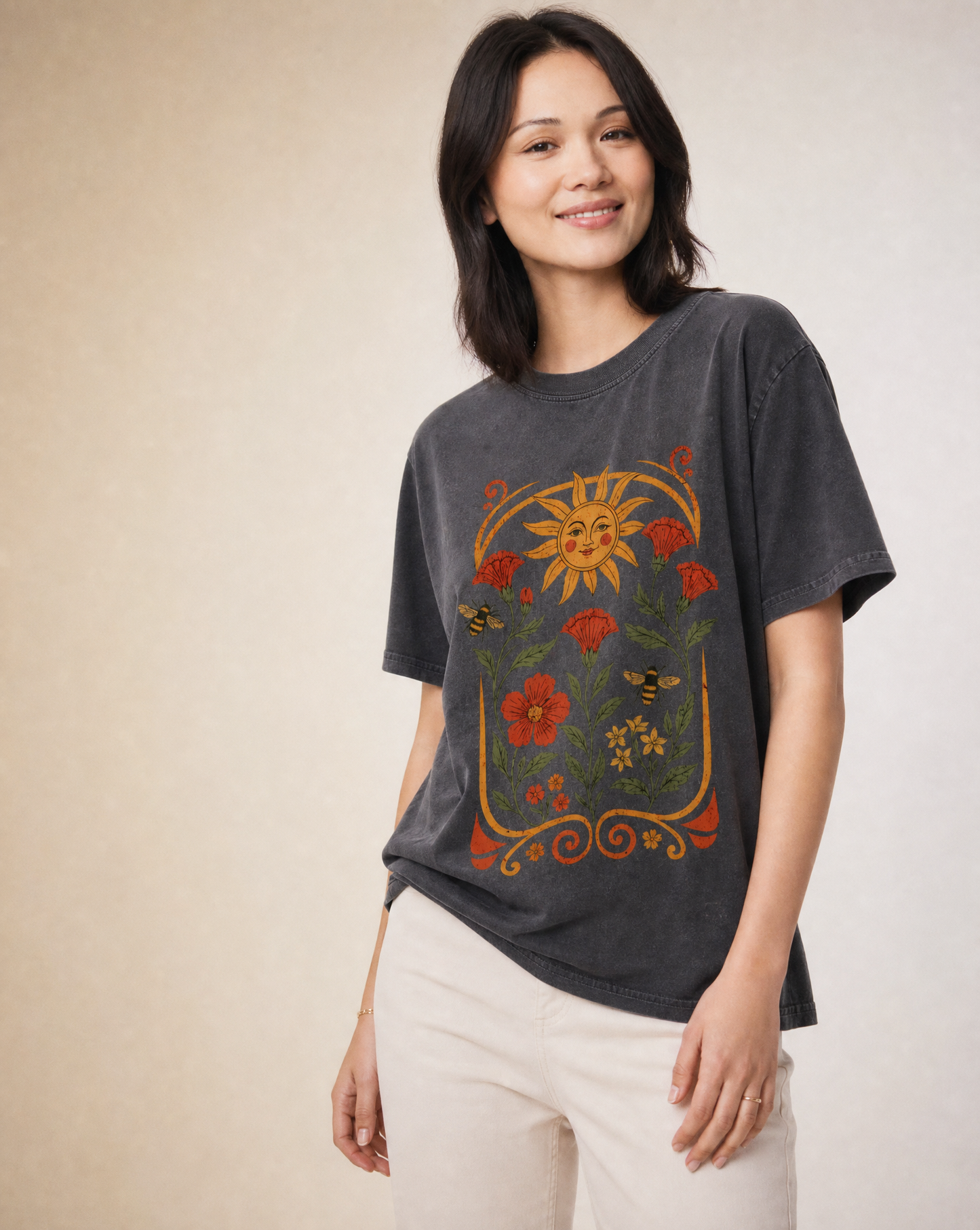 Golden Floral -  Comfort Colors Relaxed Fit Premium T Shirt