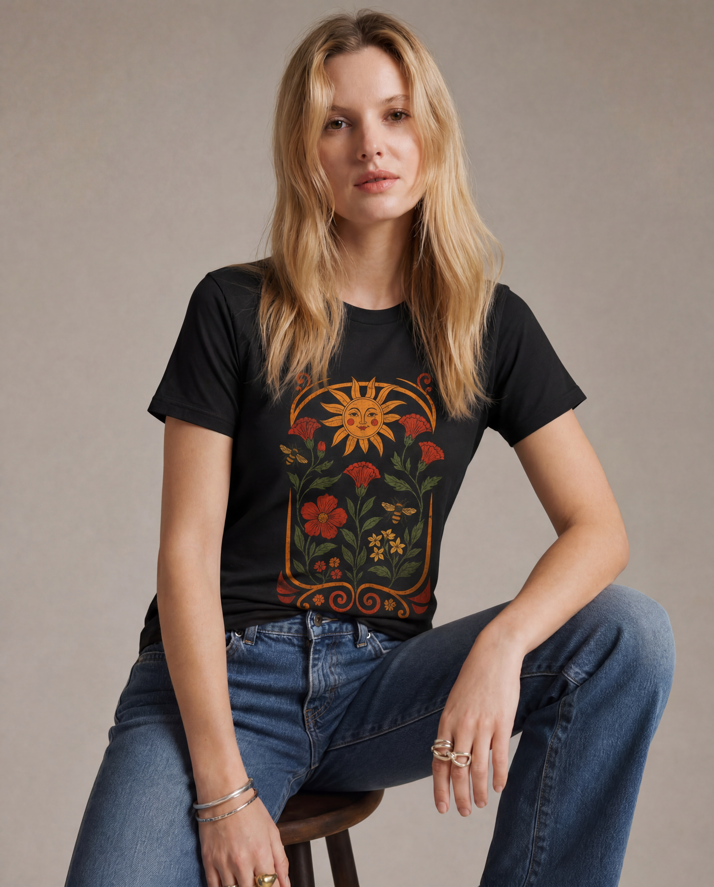 Golden Floral - Women's Softstyle Tee