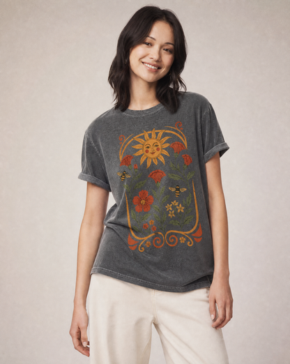 Golden Floral -  Comfort Colors Relaxed Fit Premium T Shirt