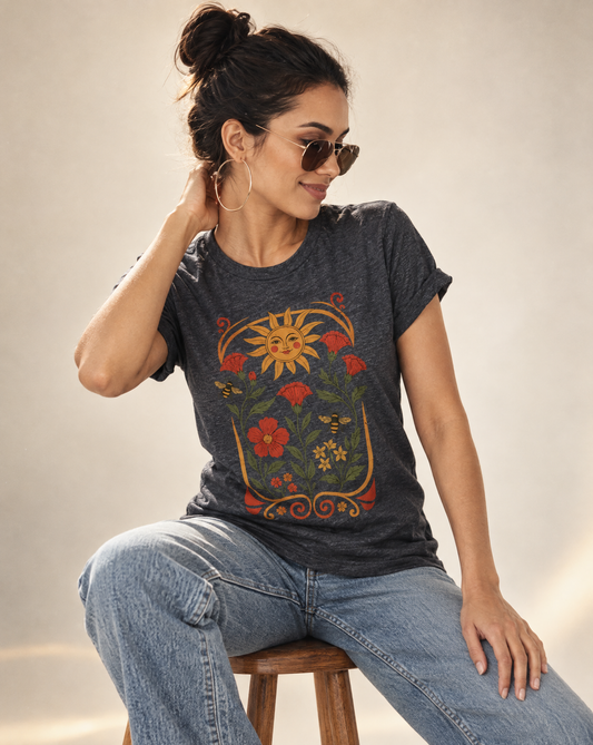 Golden Floral - Bella Canvas Super Soft Straight Cut T shirt
