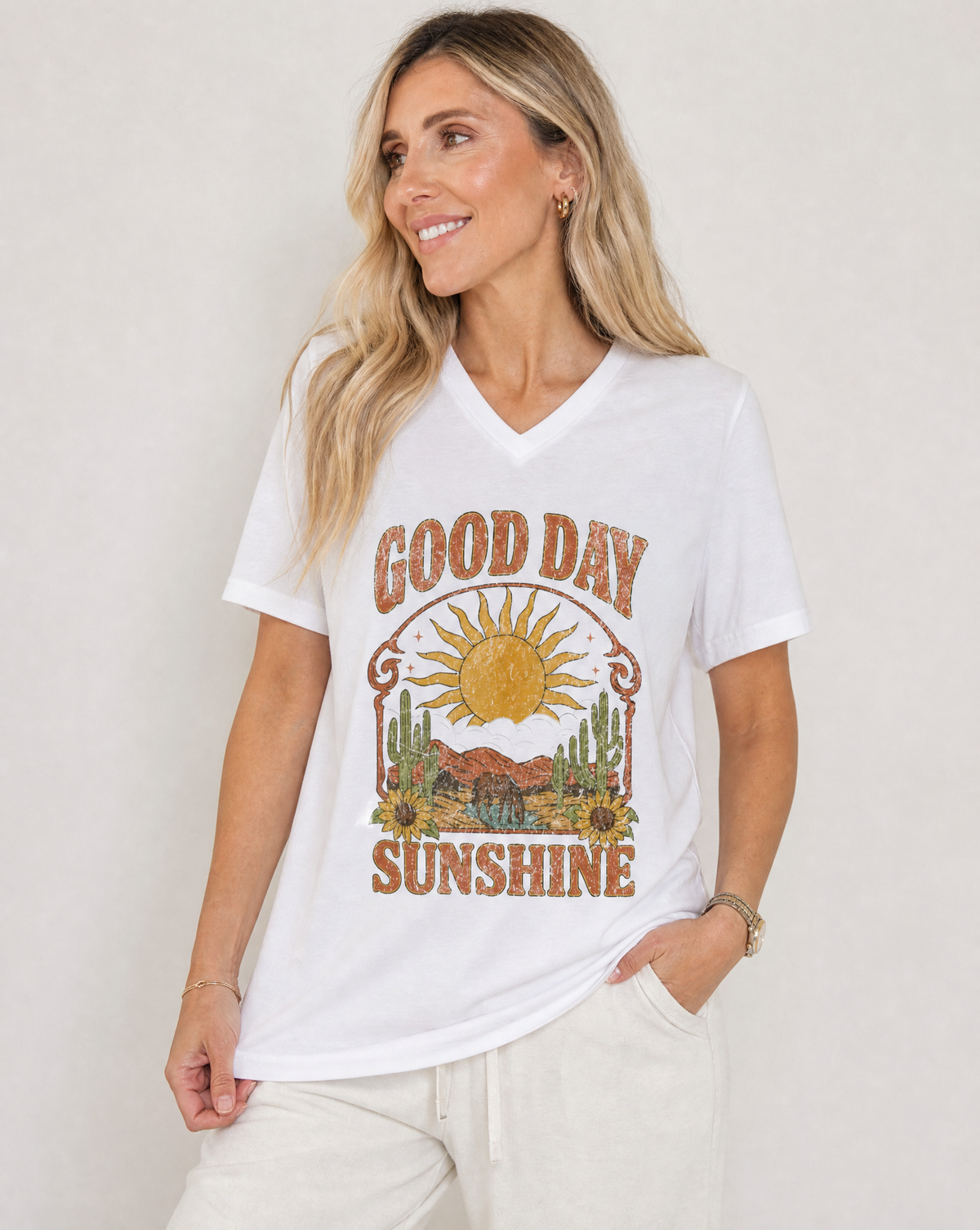 Good Day Sunshine - Short Sleeve V Neck