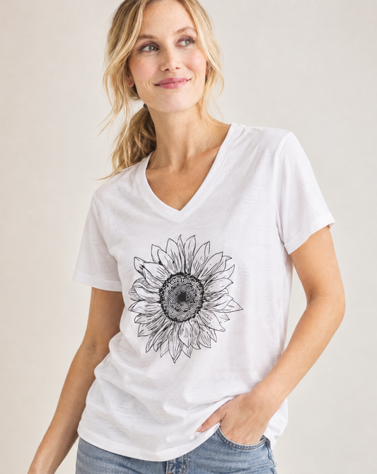 Graphite Sunflower - Super Soft V Neck