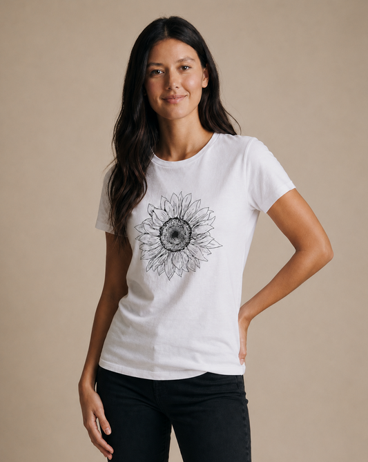 Graphite Sunflower - Women's Cut Fitted Tee